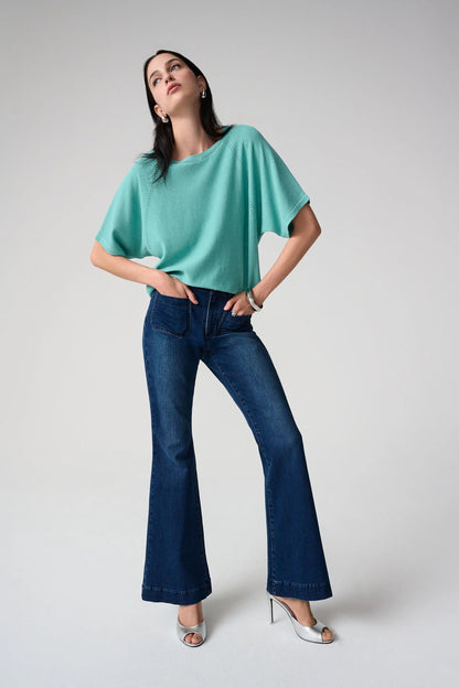 Joseph Ribkoff Sequined Raglan Sleeve Sweater Top 261917