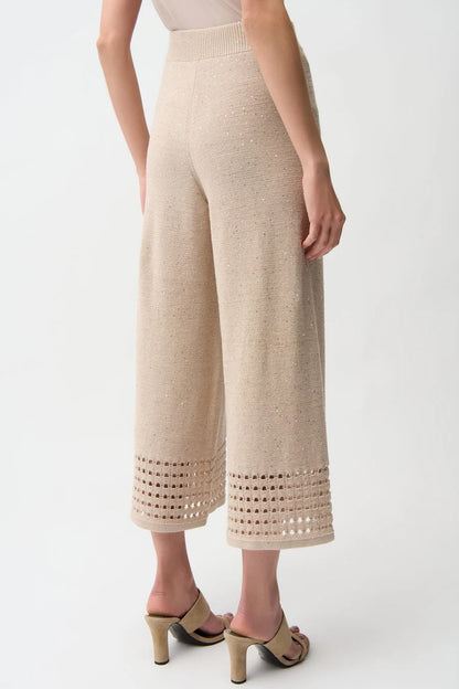 Joseph Ribkoff Sequined Open Knit Pull-On Culotte Pants 261975