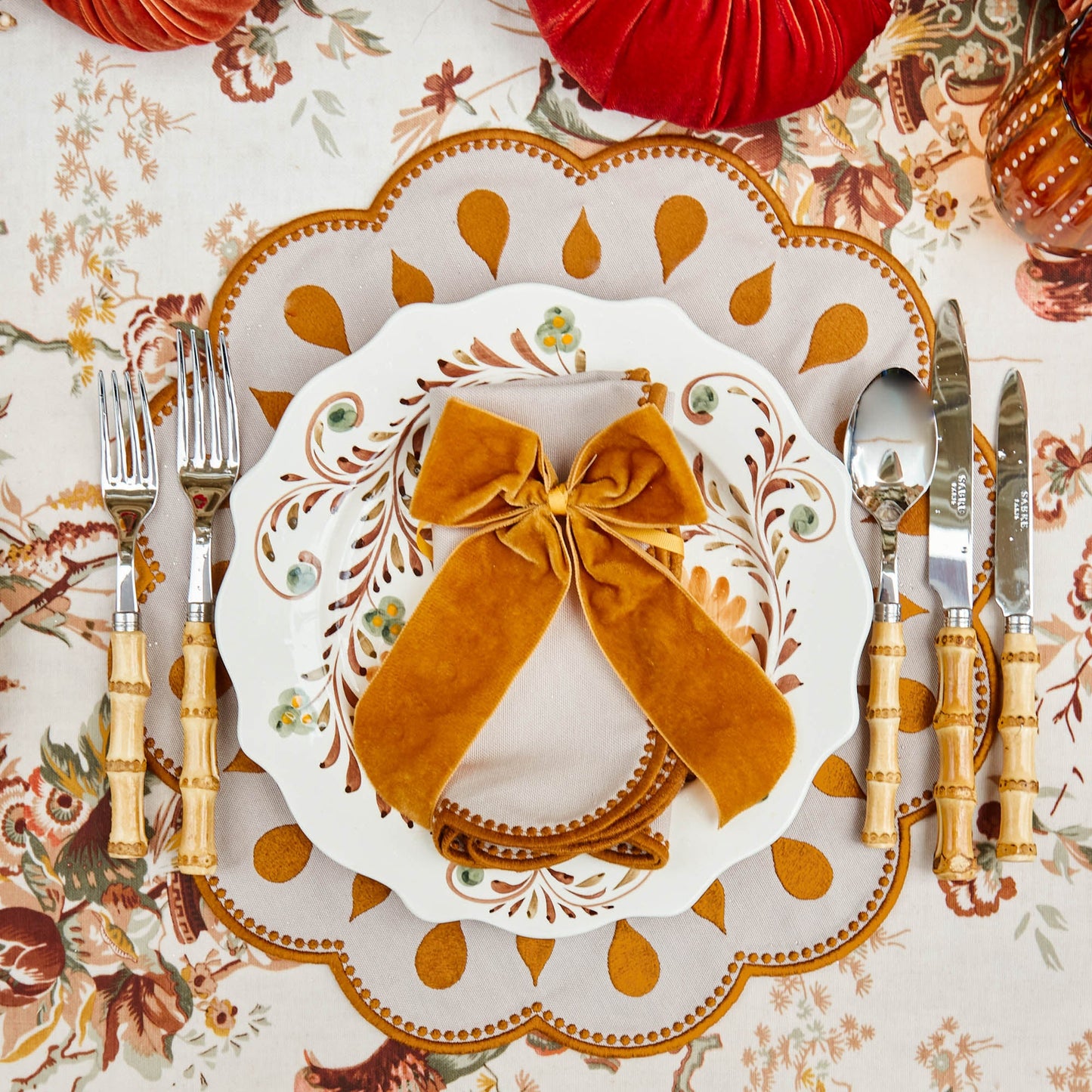 Taupe & Mustard Bettina Napkins (Set of 4)