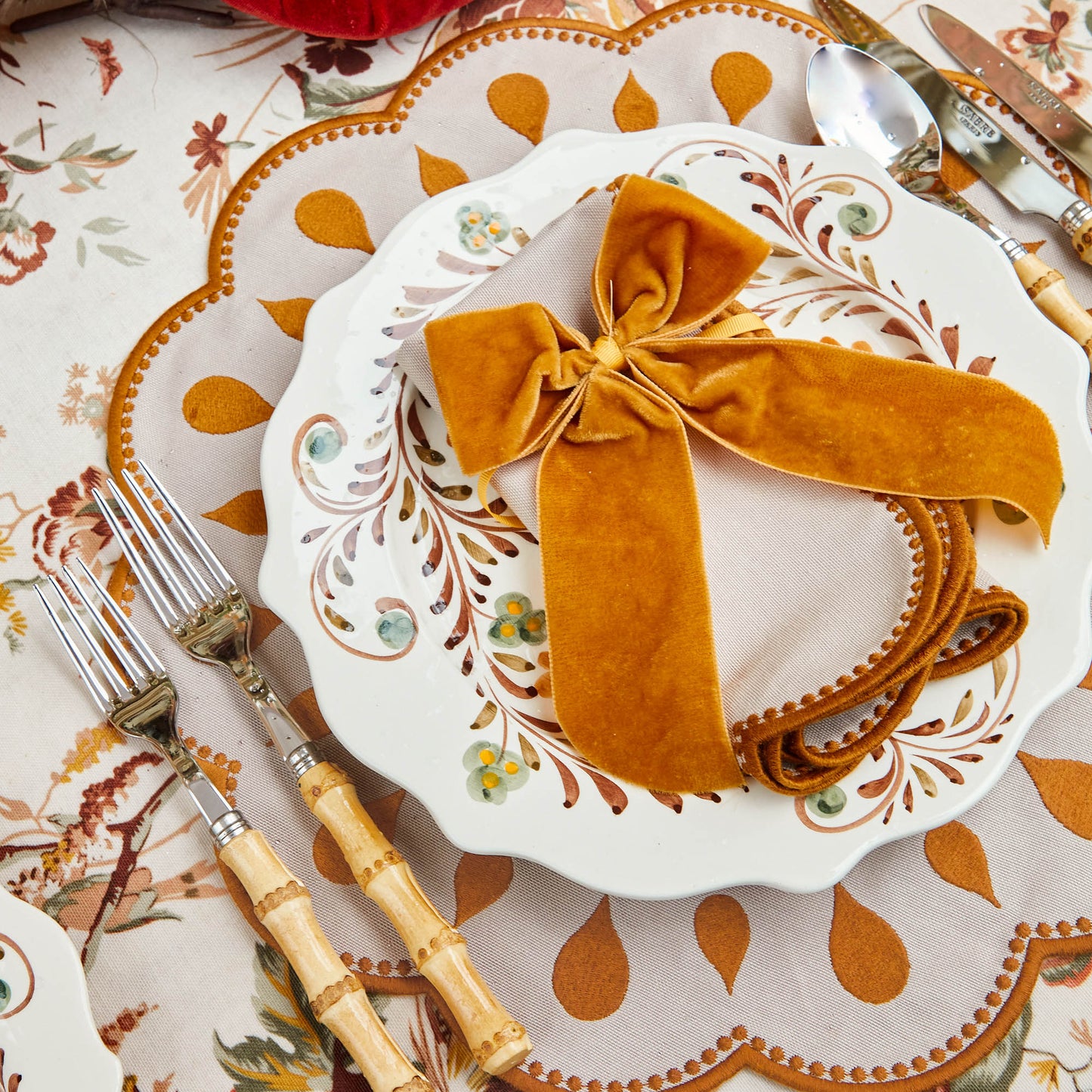 Taupe & Mustard Bettina Placemats & Napkins (Set of 4)