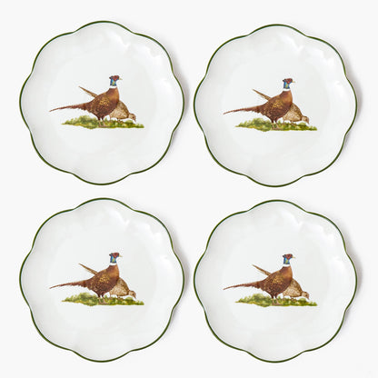 Scalloped Pheasant Starter Plates (Set of 4)
