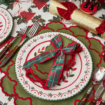 Large Red & Green Tartan Napkin Bows (Pair)