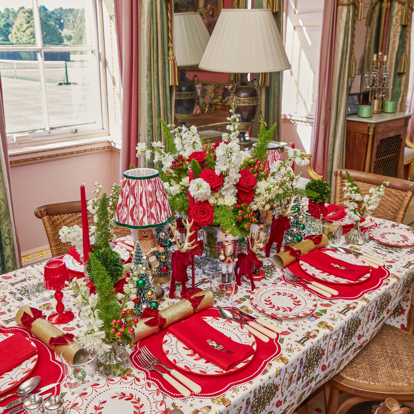 Red Eloise Linen Placemats & Nutcracker Napkins (Set of 4)