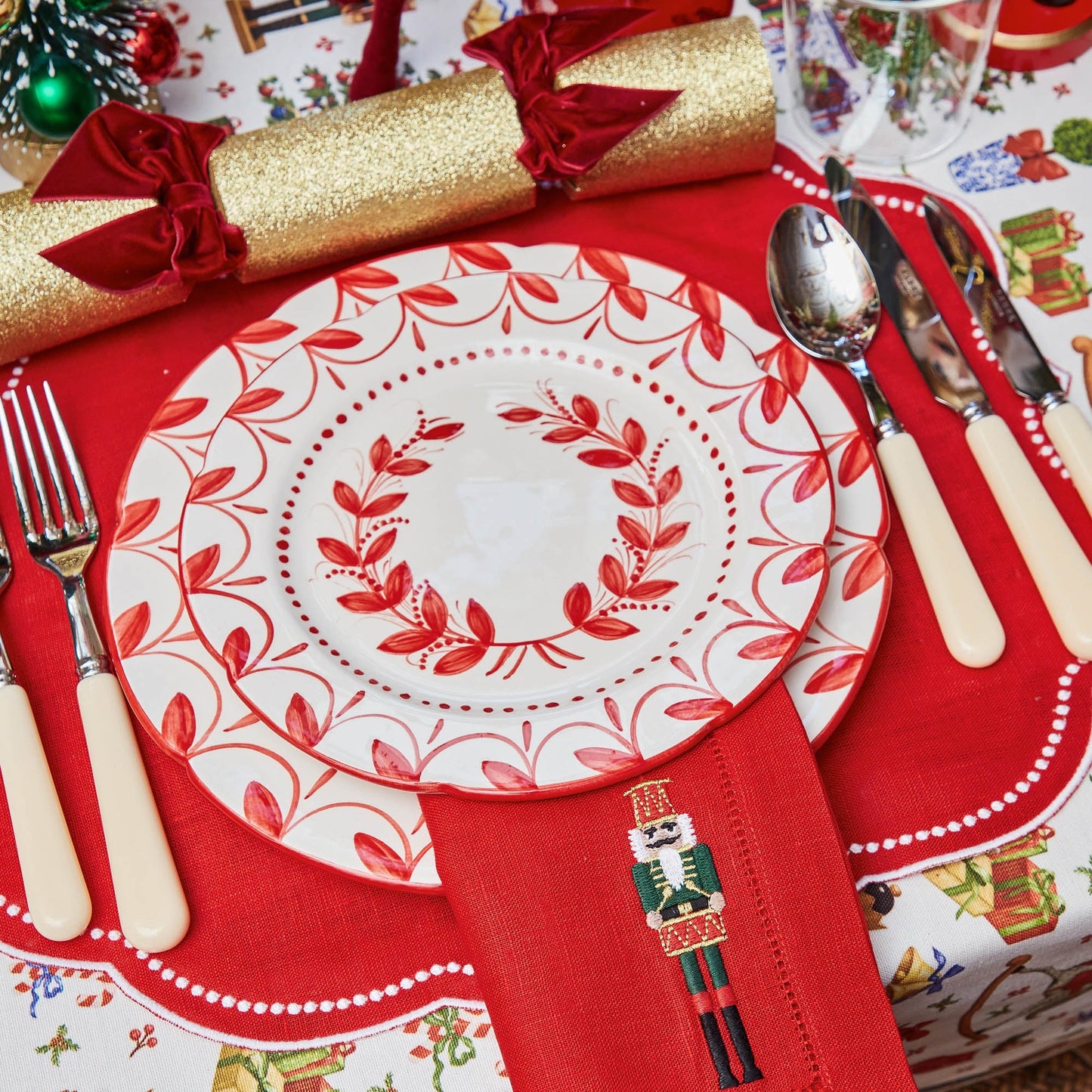 Red Eloise Linen Placemats & Nutcracker Napkins (Set of 4)