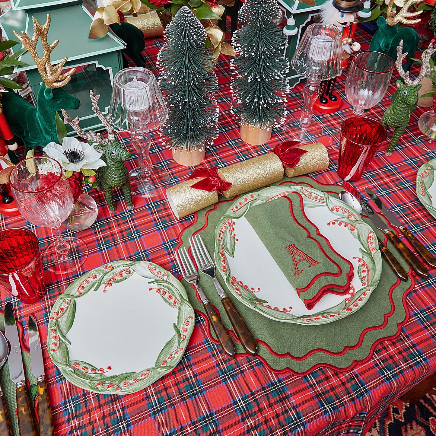 Green & Red Katherine Placemats (Set of 4)