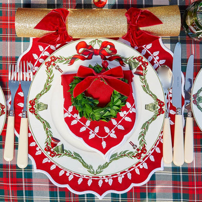 Red Bow Laurel Napkins (Set of 4)