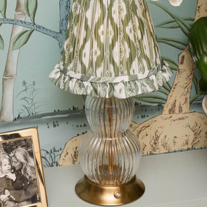 Olive Ikat Ruffle Lampshade (18cm)