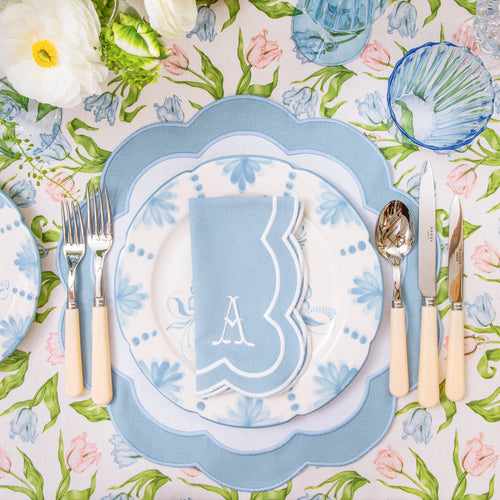 Blue Serena Appliqué Placemats & Napkins (Set of 4)