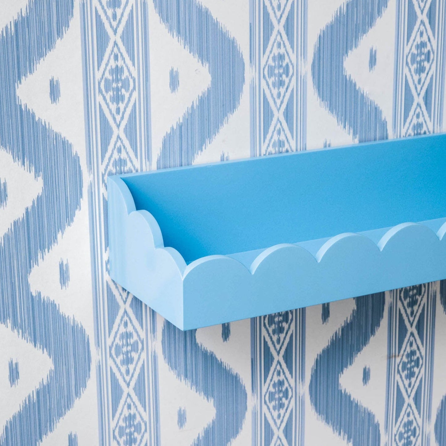 Soft Blue Scalloped Lacquer Shelf