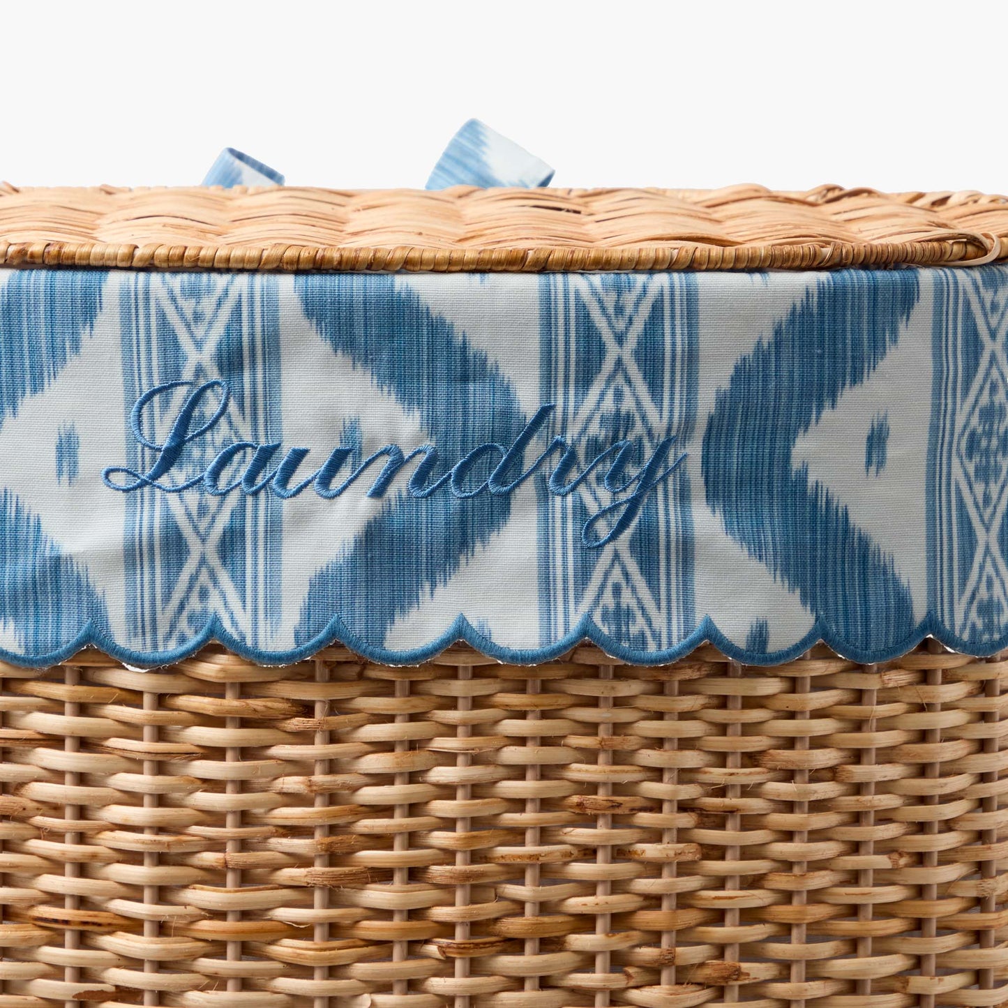 Isabella Rattan Laundry Basket with Ikat Liner