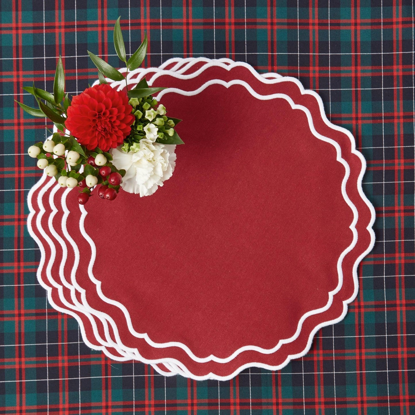 Berry Red Katherine Placemats (Set of 4)