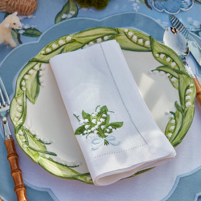 White Lily of the Valley Linen Napkins (Set of 4)