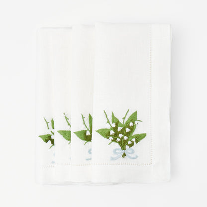 White Lily of the Valley Linen Napkins (Set of 4)
