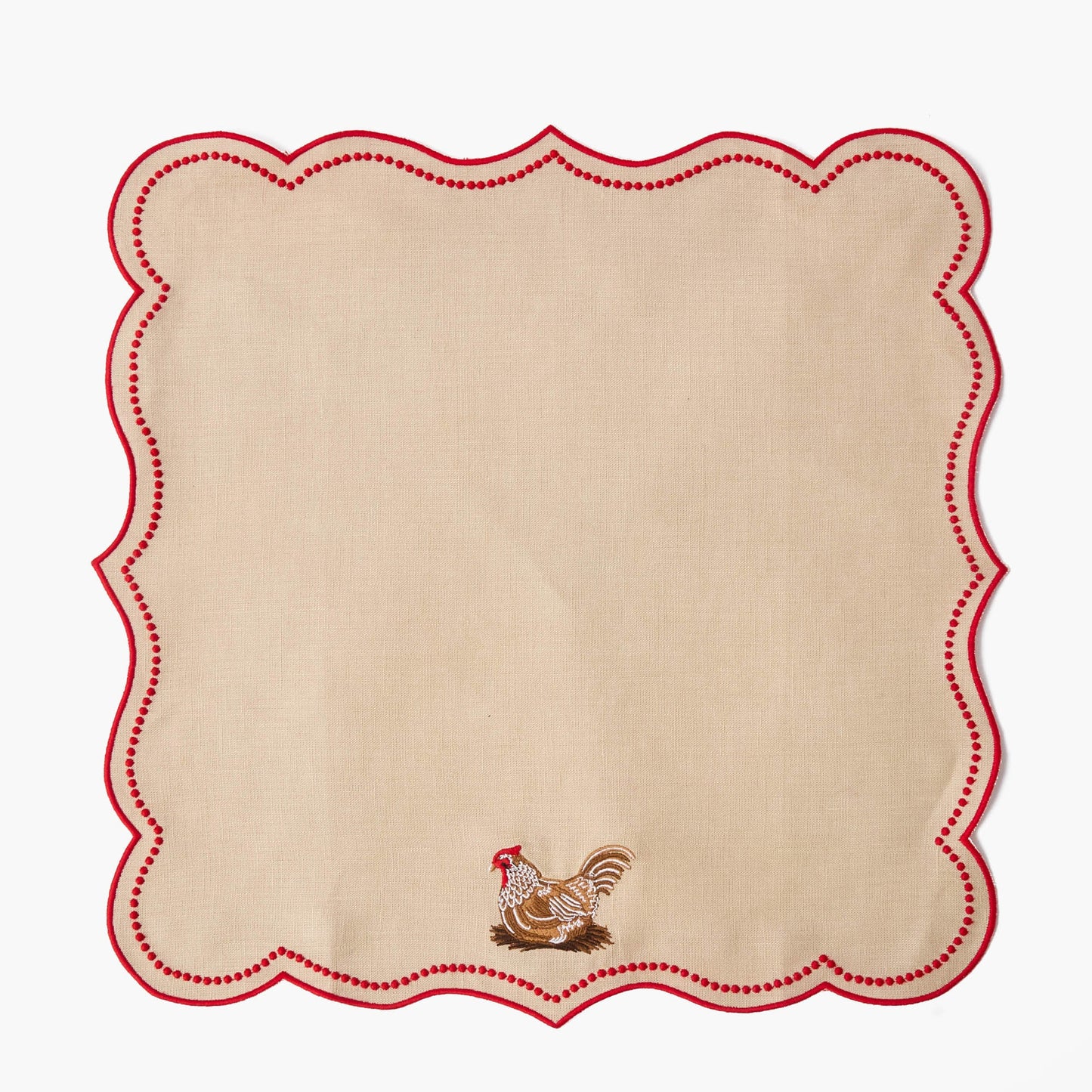Putty & Red Eloise Linen Placemats & Henrietta Hen Napkins (Set of 4)