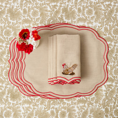 Putty & Red Eloise Linen Placemats (Set of 4)