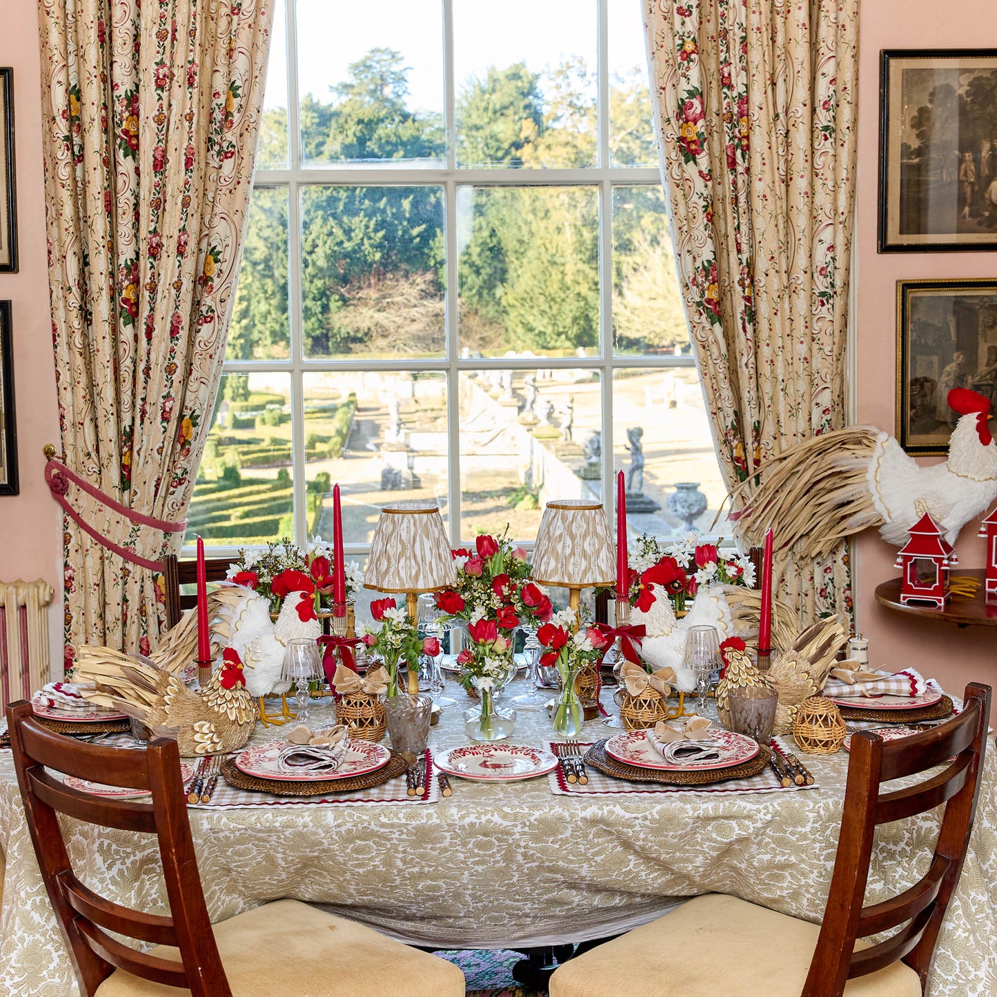Putty Gingham & Red Rossina Placemats (Set of 4)