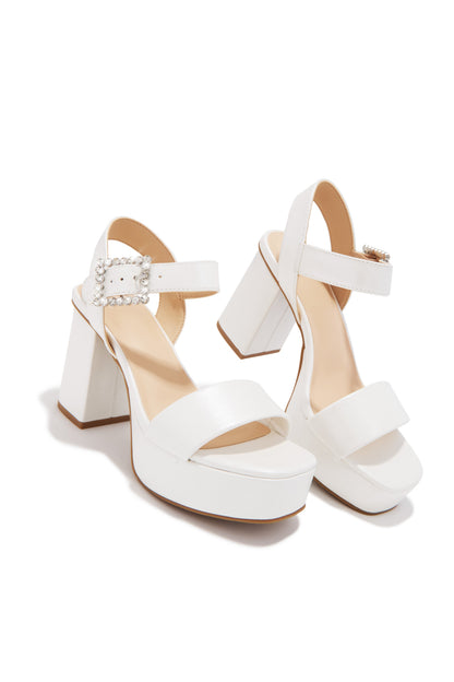 Wifey Material Platform Heels - White Pearl