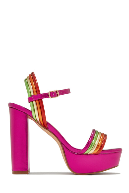 Ariana Block Platform High Heels - Pink