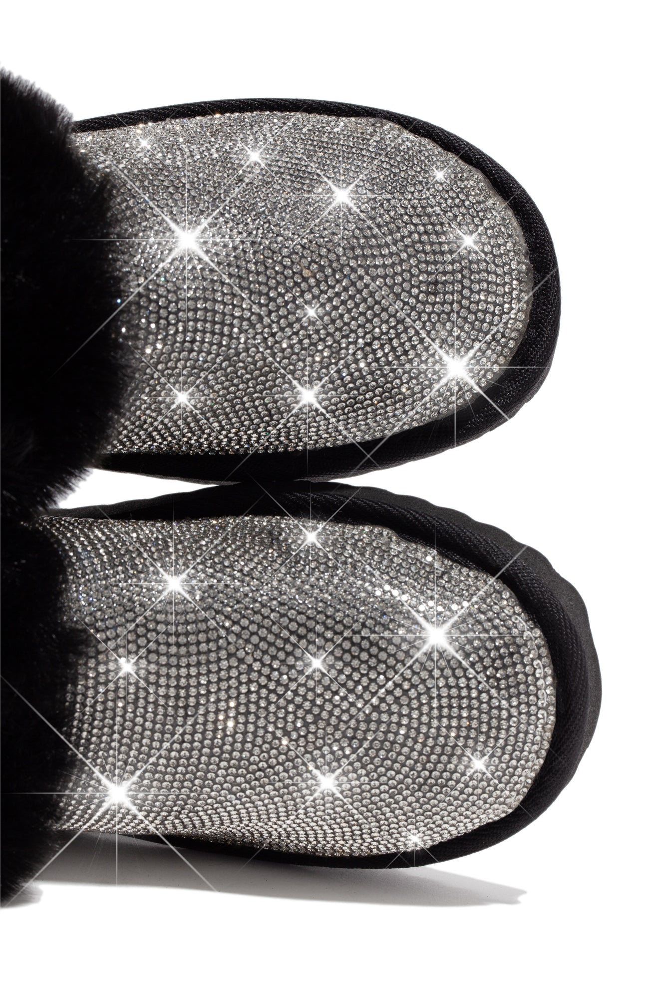 Luxe Status Embellished Faux Fur Boots - Black