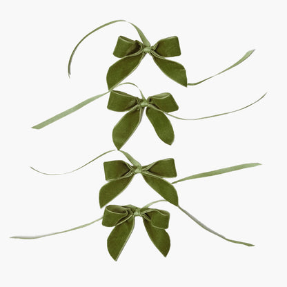 Forest Green Mini Velvet Napkin Bows (Set of 4)