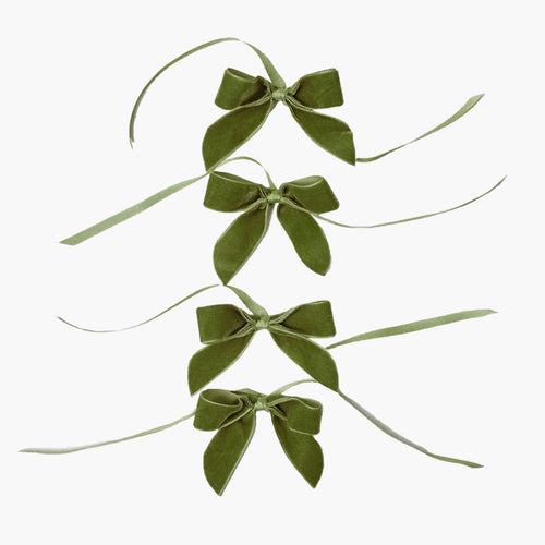 Forest Green Mini Velvet Napkin Bows (Set of 4)