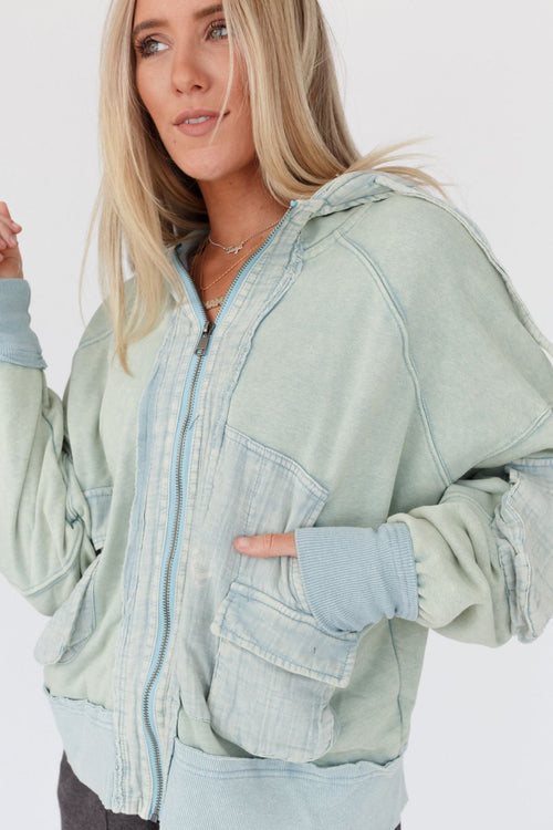 Adventure Awaits Hooded Jacket - Washed Blue - Pre Order