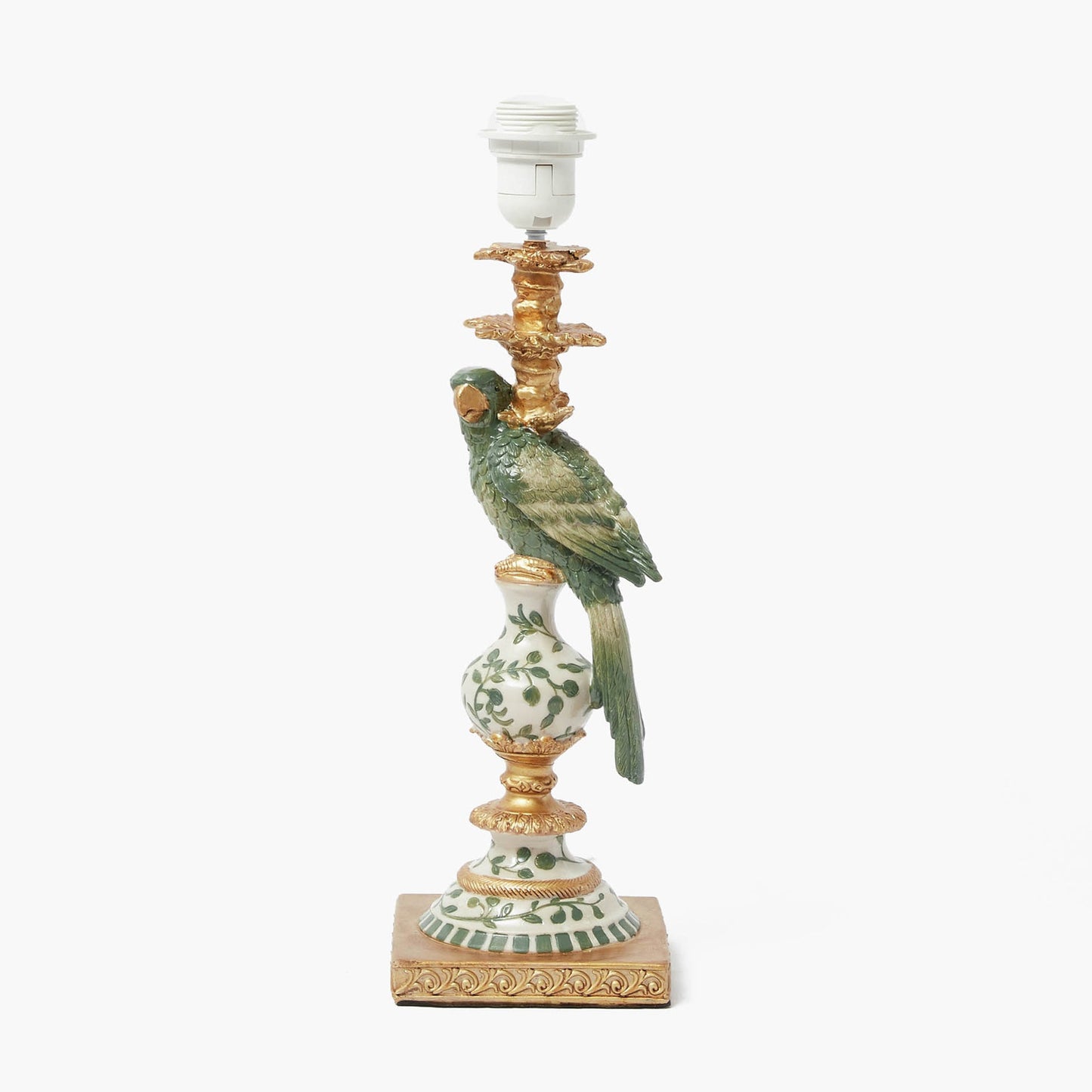Olive Parrot Lamp with Olive Lotus Ruffle Shade (30cm)