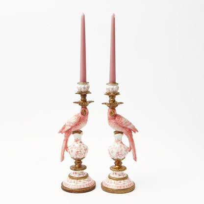 Pink Parrot Candle Holders (Pair)