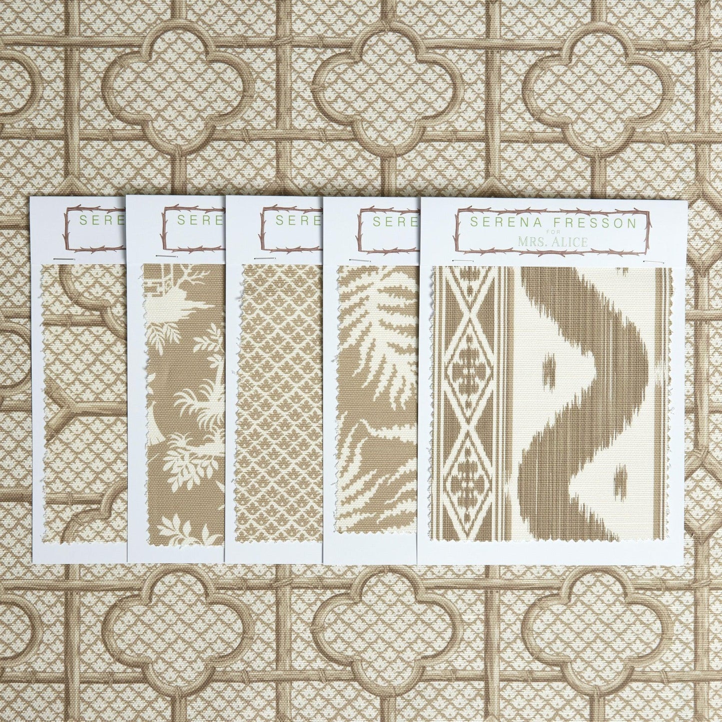 Putty Bamboo Trellis Fabric