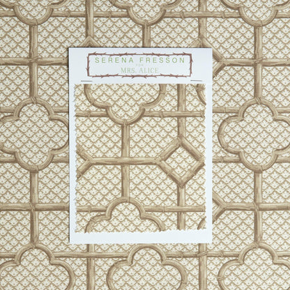 Putty Bamboo Trellis Fabric