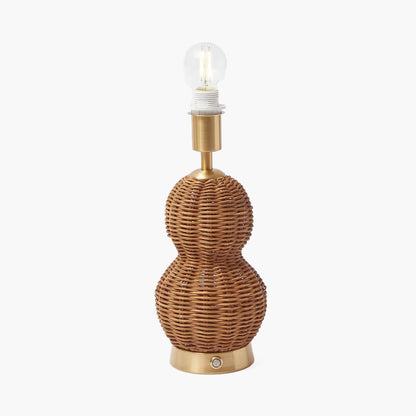 Rattan Bardot Rechargeable Lamp with Chocolate Ikat Shade (18cm)