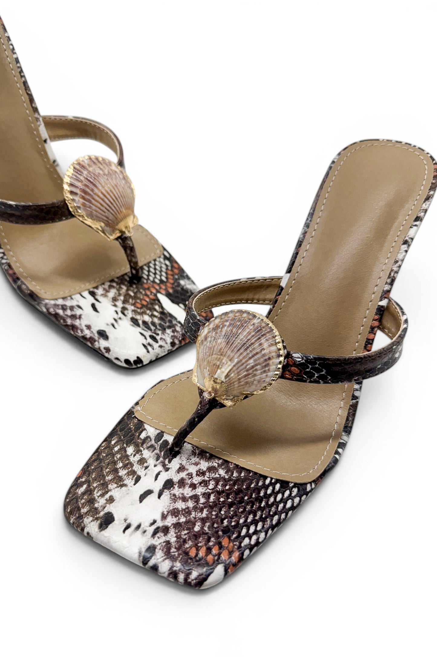 Exotic Poison Single Sole Thong Strap Heels - Snake