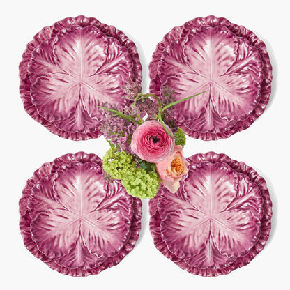 Aubergine Serena Cabbage Dinner & Starter Plates (Set of 8)