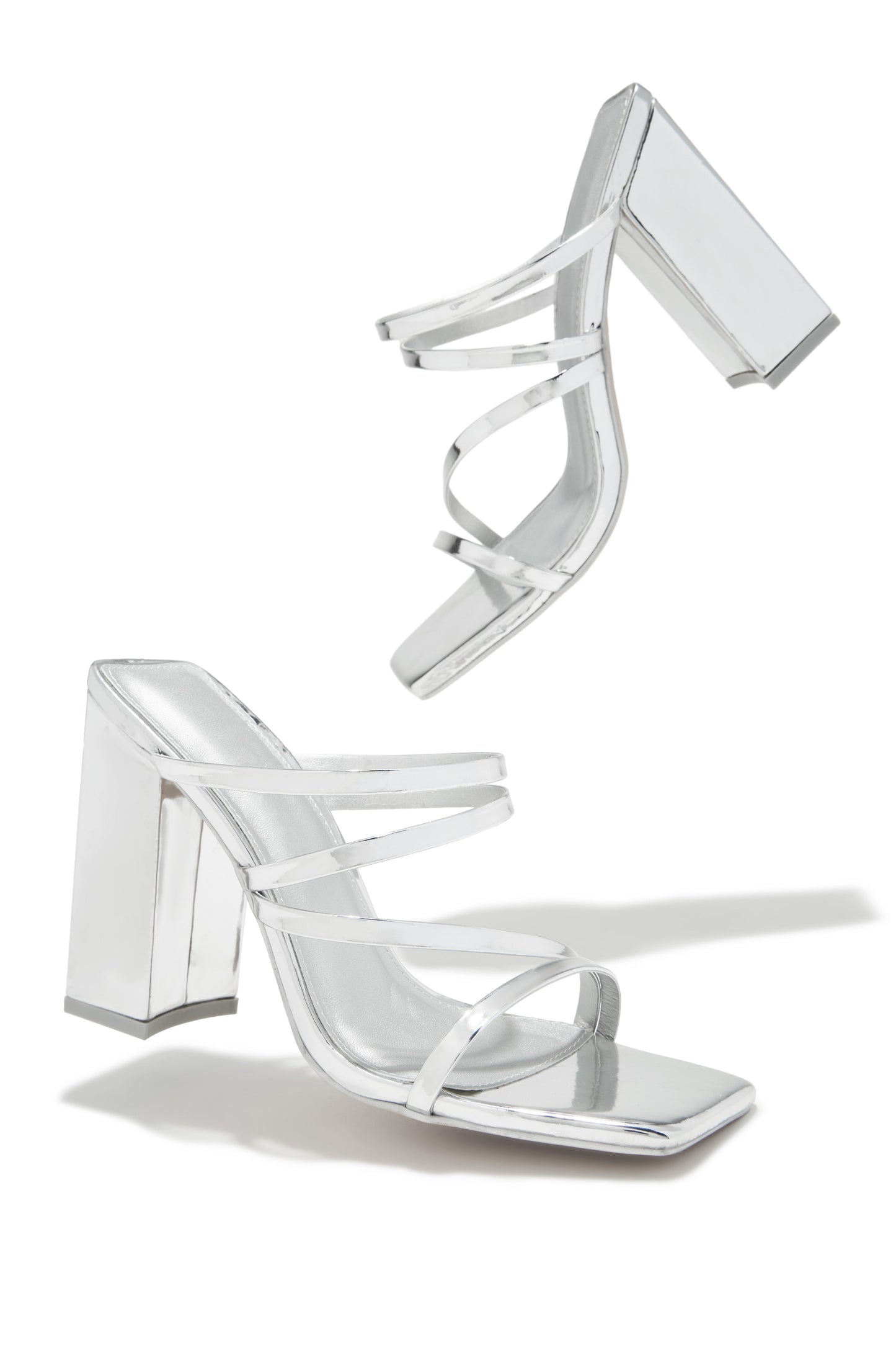 Jaziel Block Heel Mules - Silver