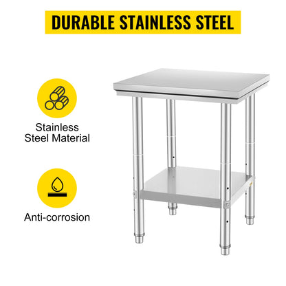 SucceBuy Stainless Steel Kitchen Work Bench Commercial Catering Table Worktable w/Undershelf 330LBS 286LBS for Restaurant