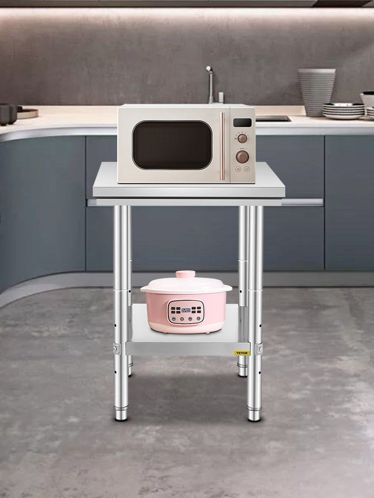 SucceBuy Stainless Steel Kitchen Work Bench Commercial Catering Table Worktable w/Undershelf 330LBS 286LBS for Restaurant