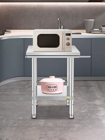 SucceBuy Stainless Steel Kitchen Work Bench Commercial Catering Table Worktable w/Undershelf 330LBS 286LBS for Restaurant