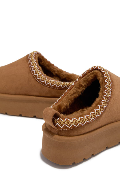 Cozy Weather Slip On Platform Flats - Tan