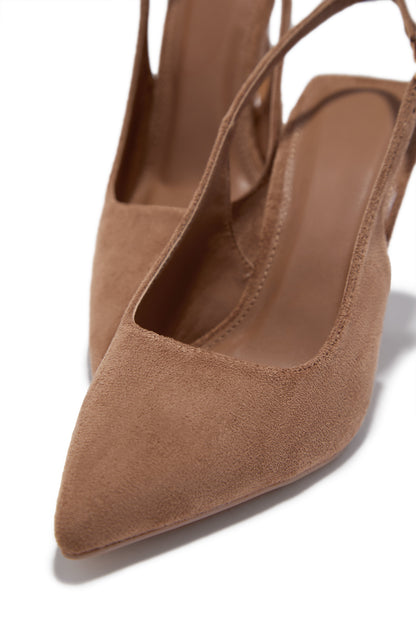 Carianna Faux Suede Slingback Pumps - Taupe
