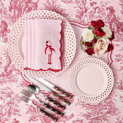 Pink Basketweave Starter Plates (Set of 4)