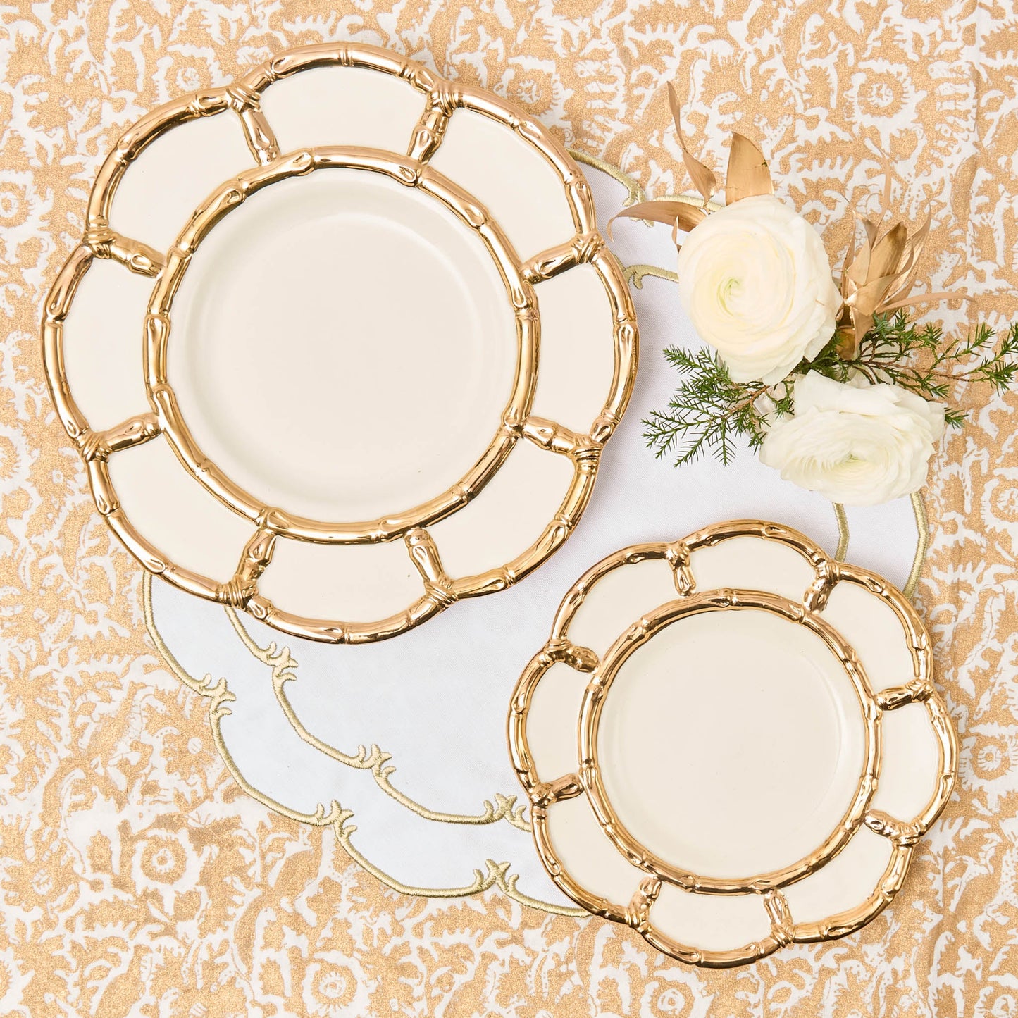 Gold Petal Bamboo Ceramic Starter Plate