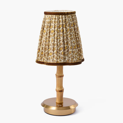 Bamboo Short Rechargeable Lamp with Natural Leopard Shade (14cm)