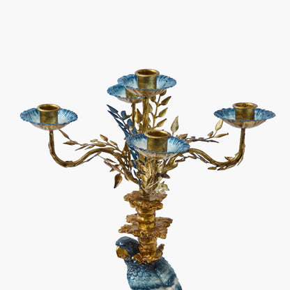 Blue Parrot Candelabra