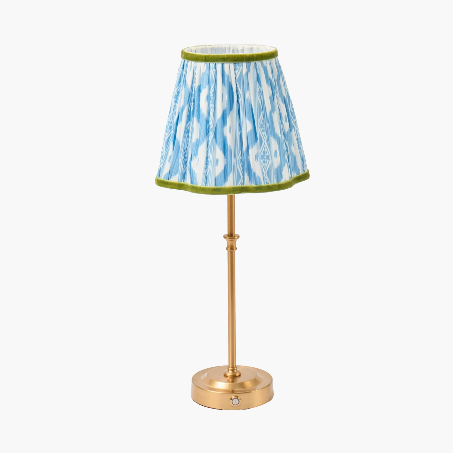 Edie Rechargeable Lamp with Blue & Green Ikat Shade (18cm)