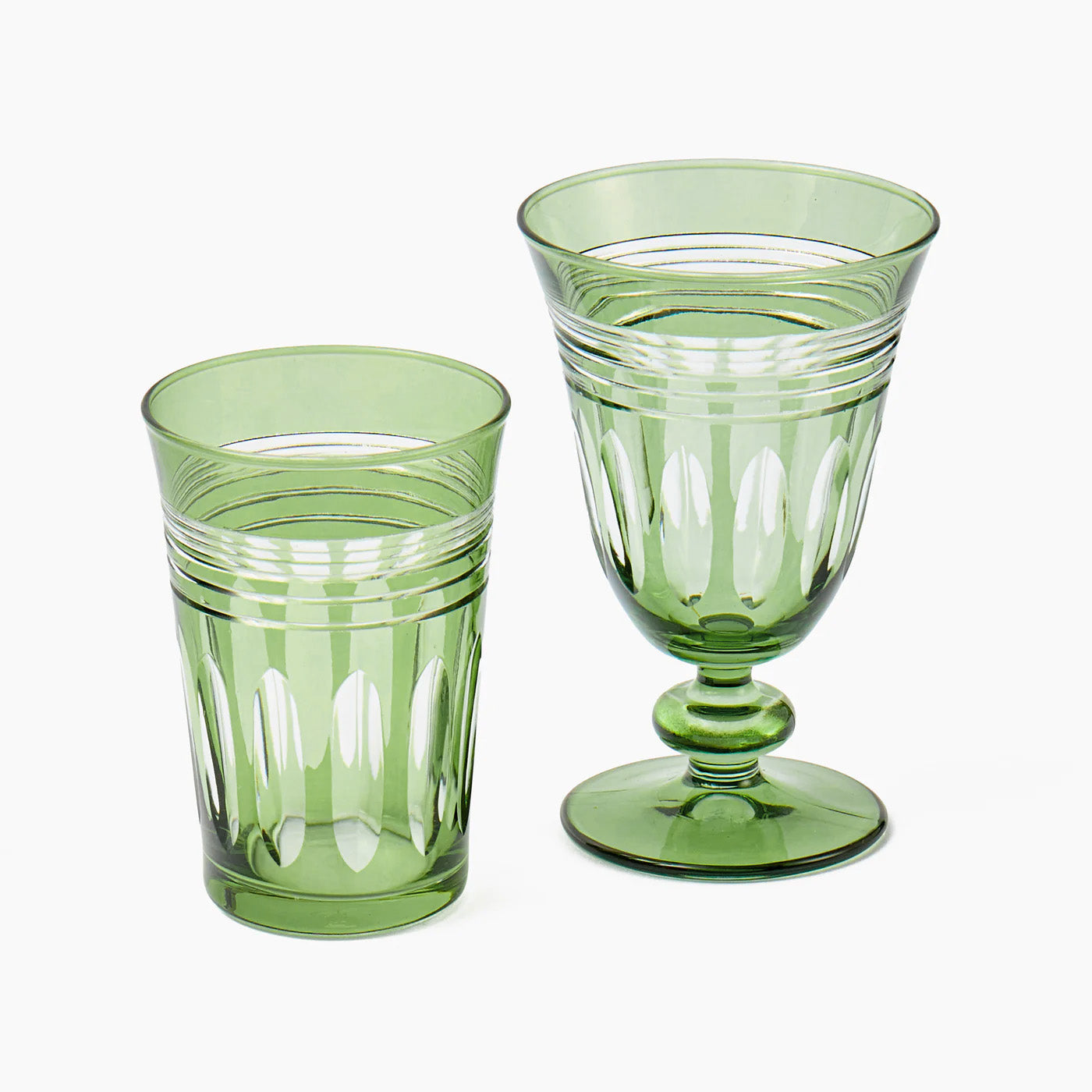 Green Sylvie Engraved Water Glass (Set of 4)