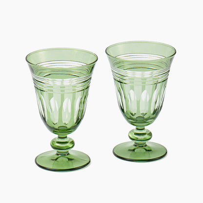 Green Sylvie Engraved Wine Glass (Set of 4)