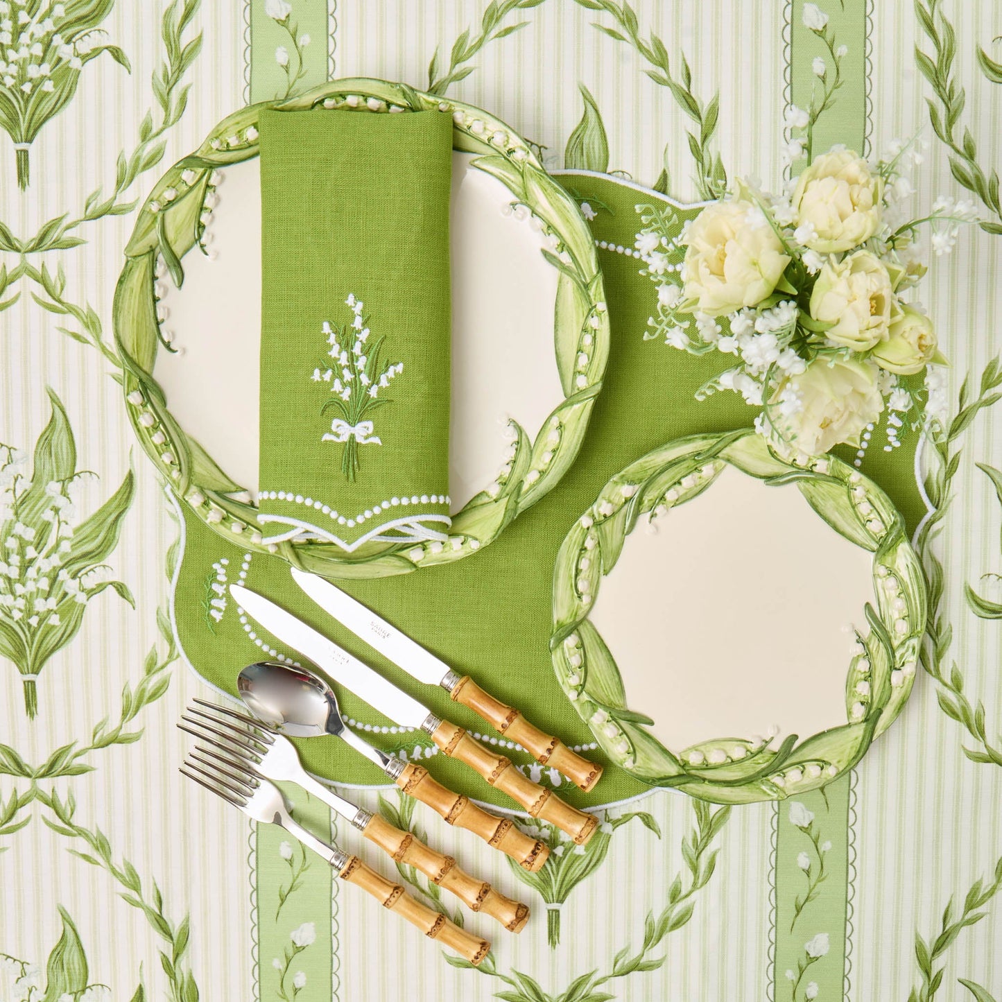 Green Lily of the Valley Eloise Linen Napkins (Set of 4)