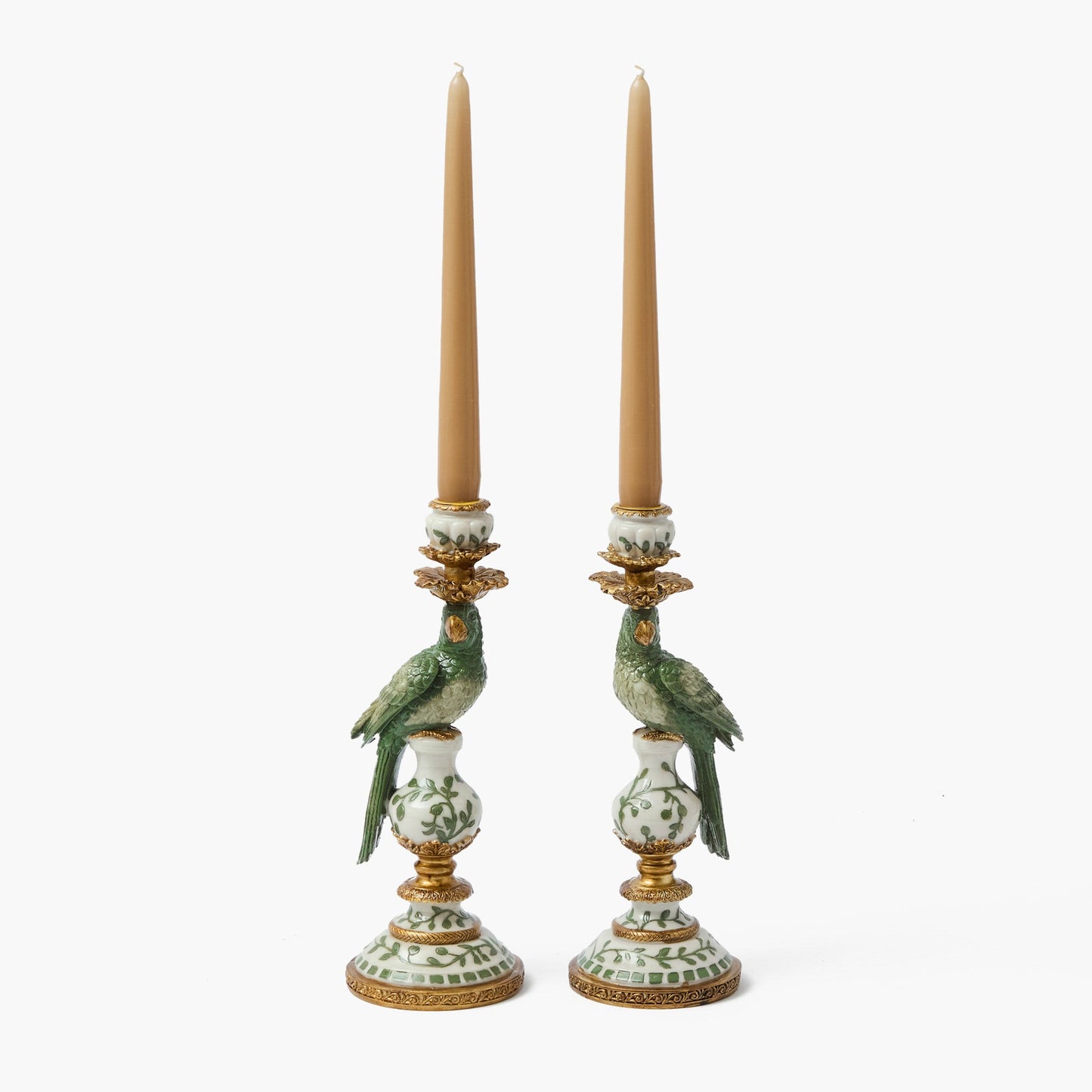 Olive Small Parrot Candle Holders (Pair)