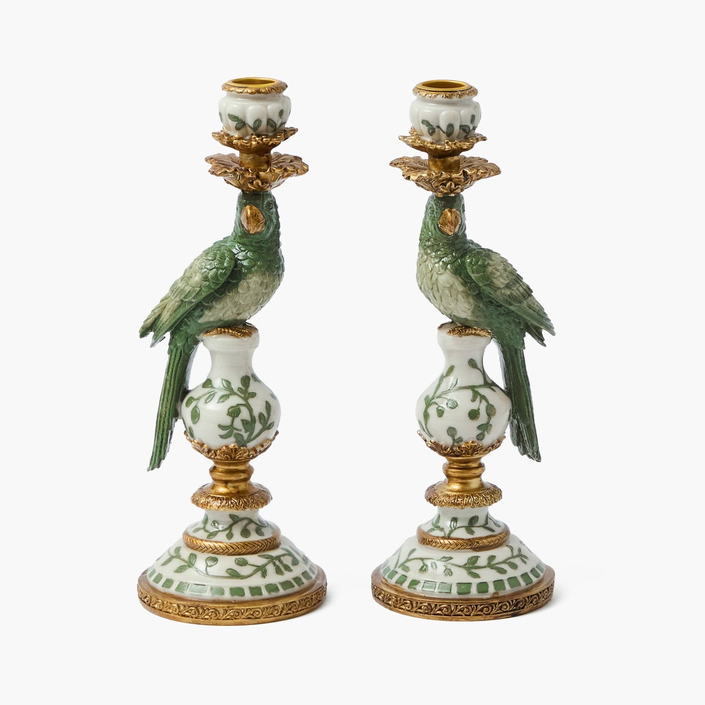Olive Small Parrot Candle Holders (Pair)