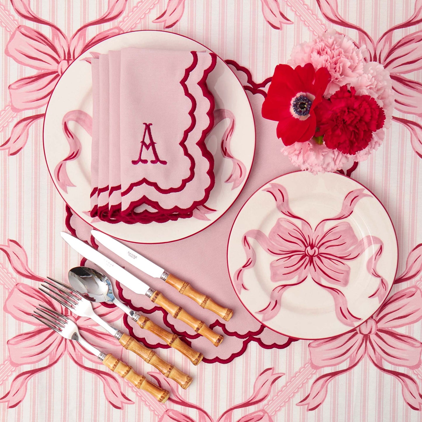 Audrey Pink & Red Bow Starter Plate